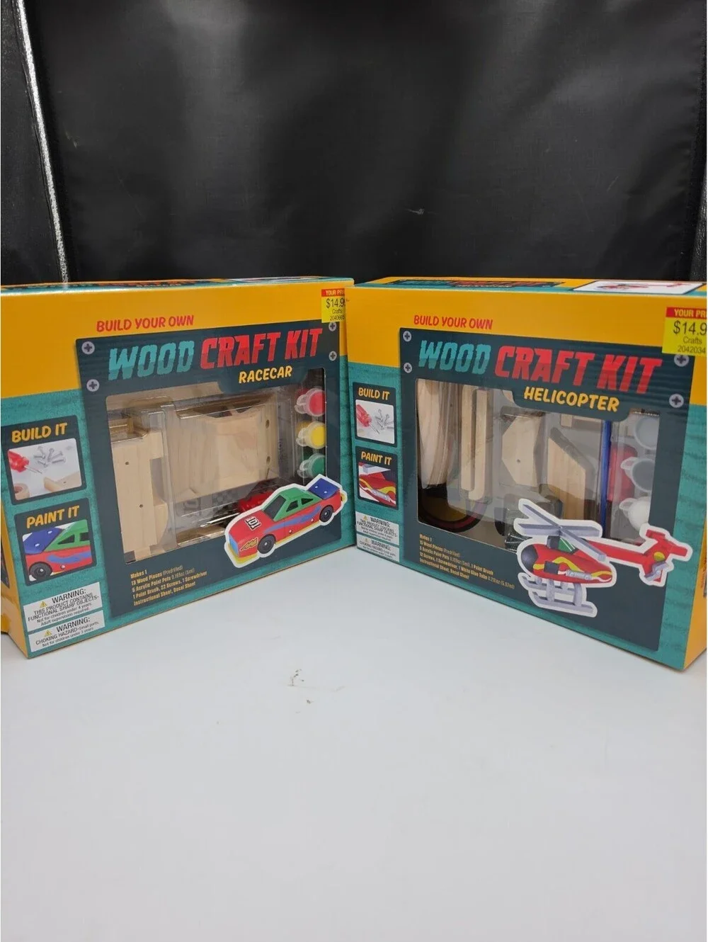 2 Wood Craft Kits Helicopter & Race Car. New